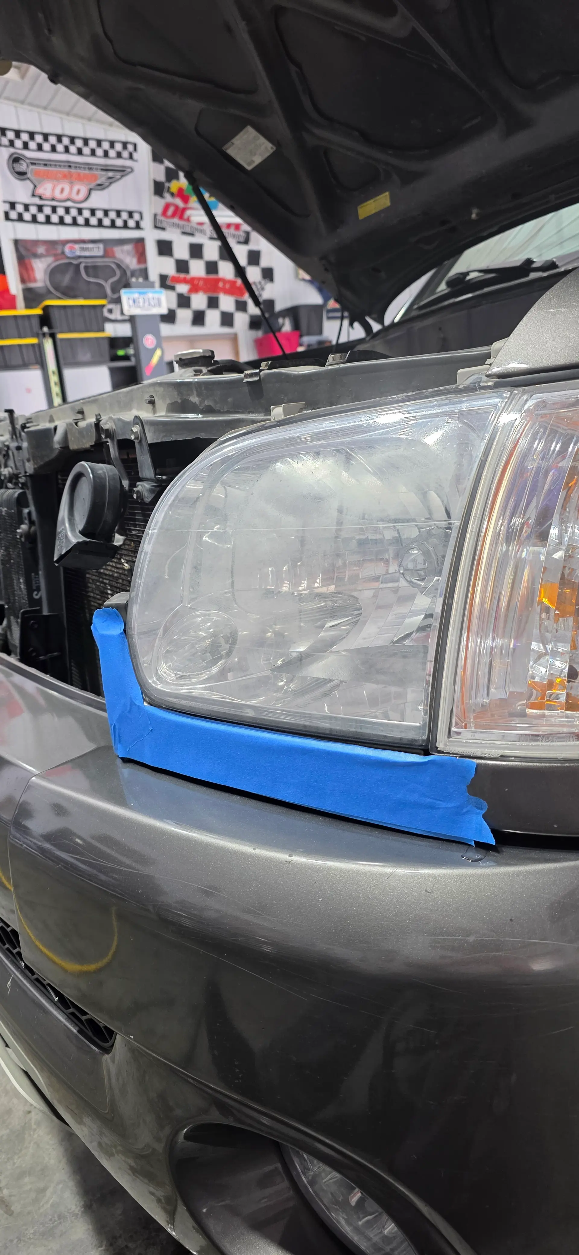Cloudy oxidized headlight before restoration